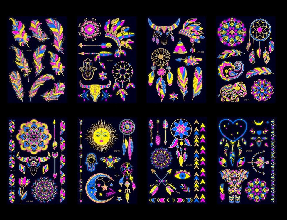 FLUORESCENT WATERPROOF TATTOO STICKERS