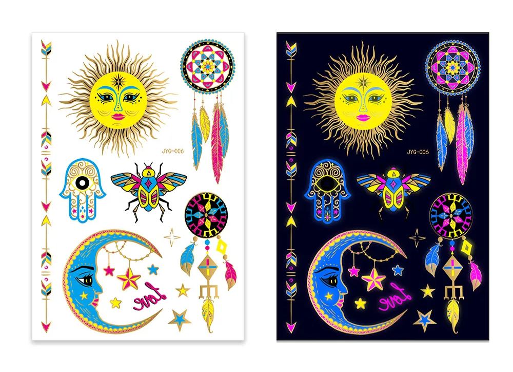 FLUORESCENT WATERPROOF TATTOO STICKERS