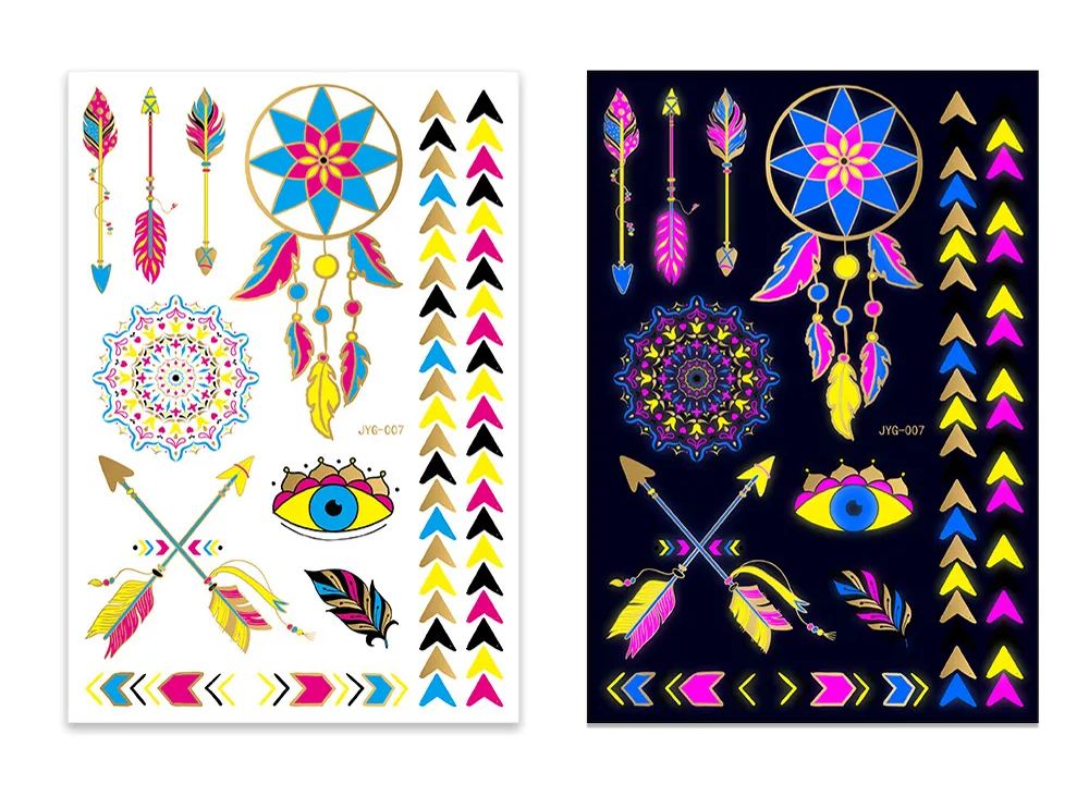 FLUORESCENT WATERPROOF TATTOO STICKERS