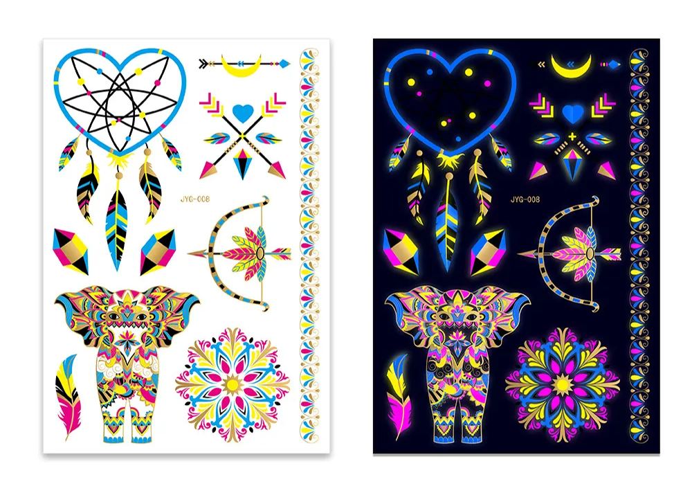 FLUORESCENT WATERPROOF TATTOO STICKERS