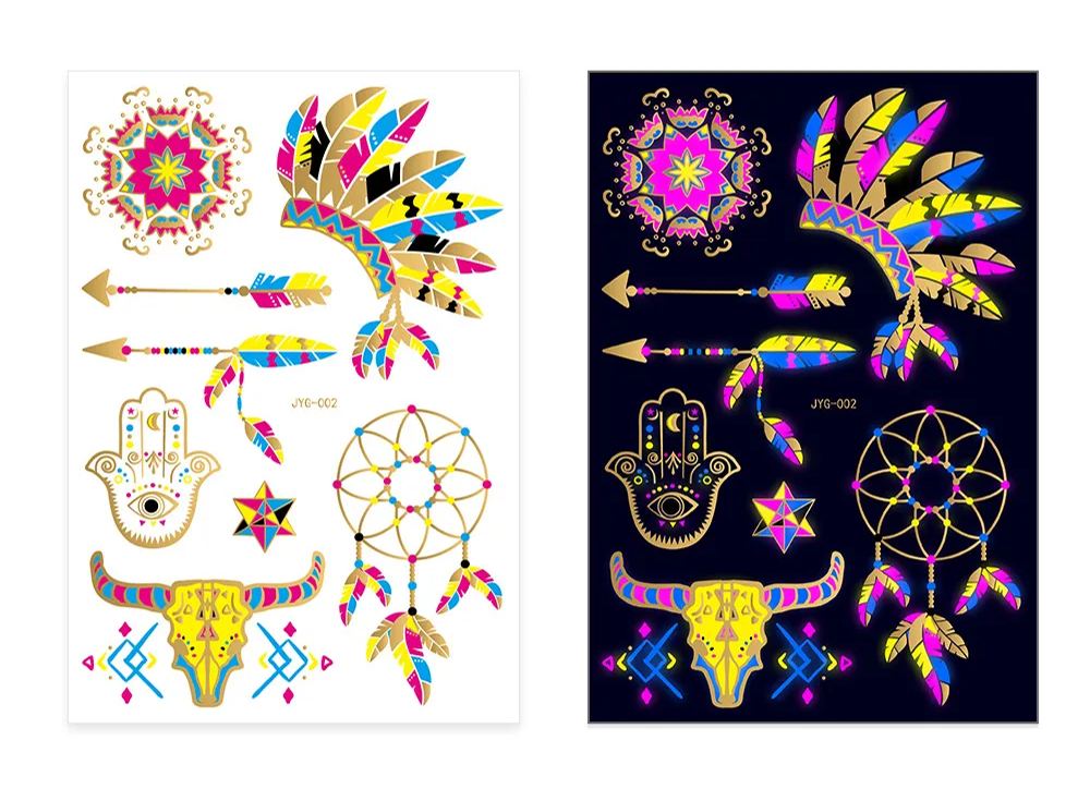 FLUORESCENT WATERPROOF TATTOO STICKERS