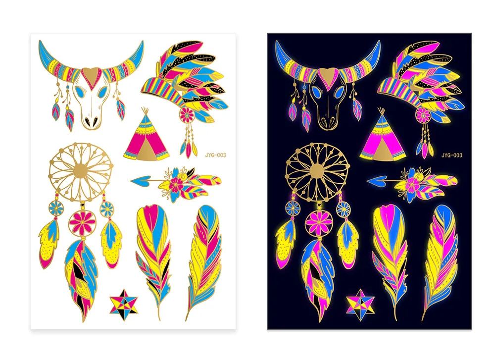 FLUORESCENT WATERPROOF TATTOO STICKERS