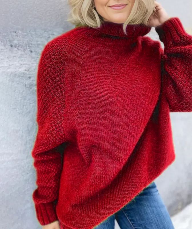 WOMAN'S OVERSIZED KNIT TURTLENECK WARM SOFT SWEATER