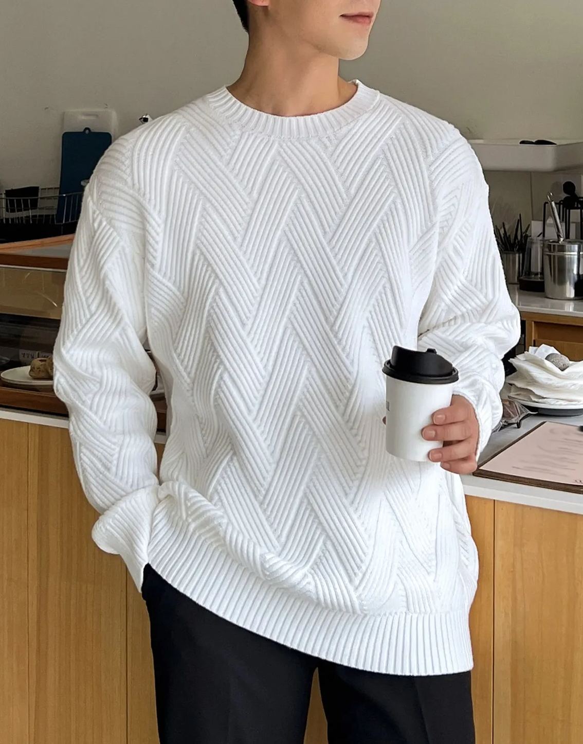 Men‘s Solid Drop Shoulder Sweater