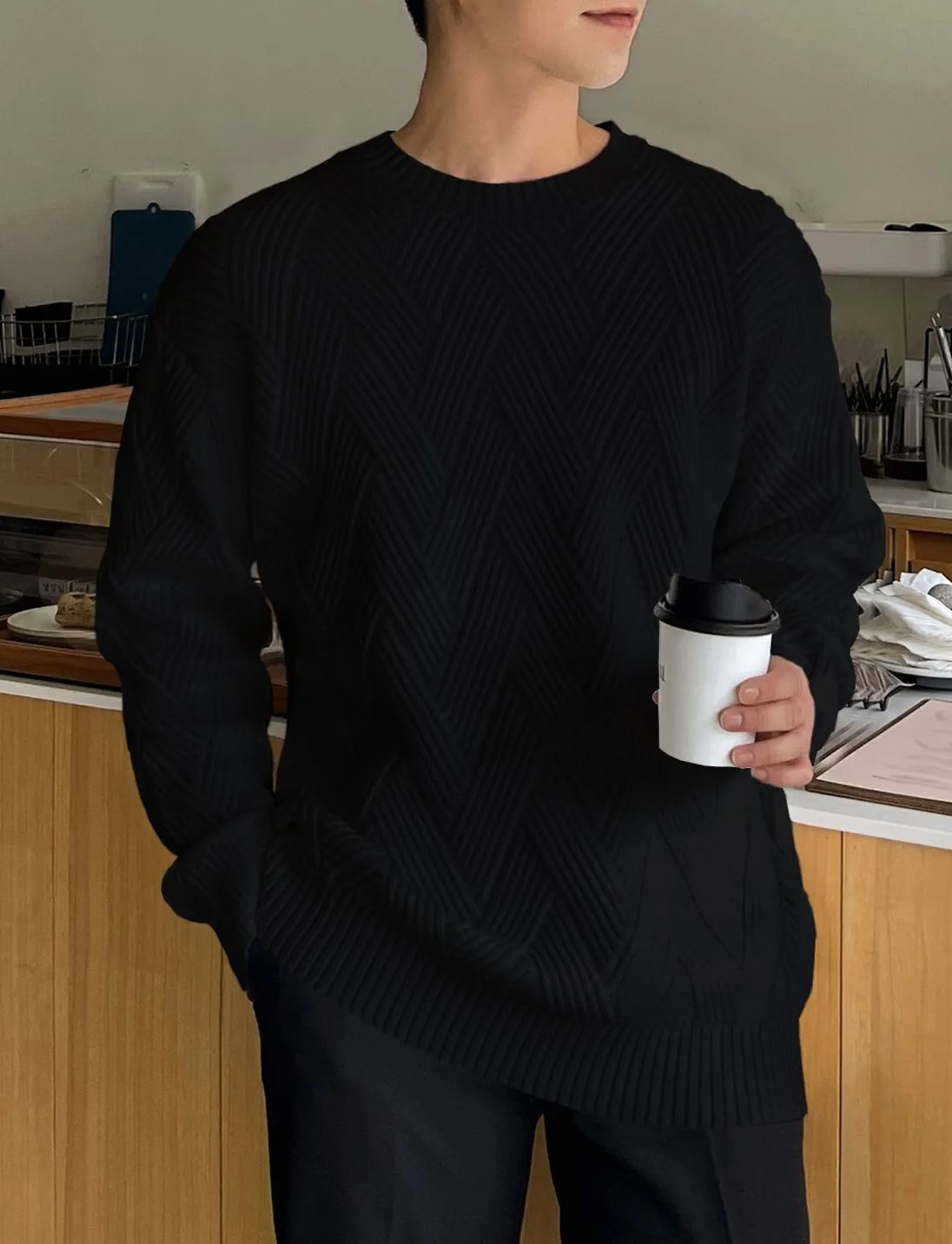 Men‘s Solid Drop Shoulder Sweater