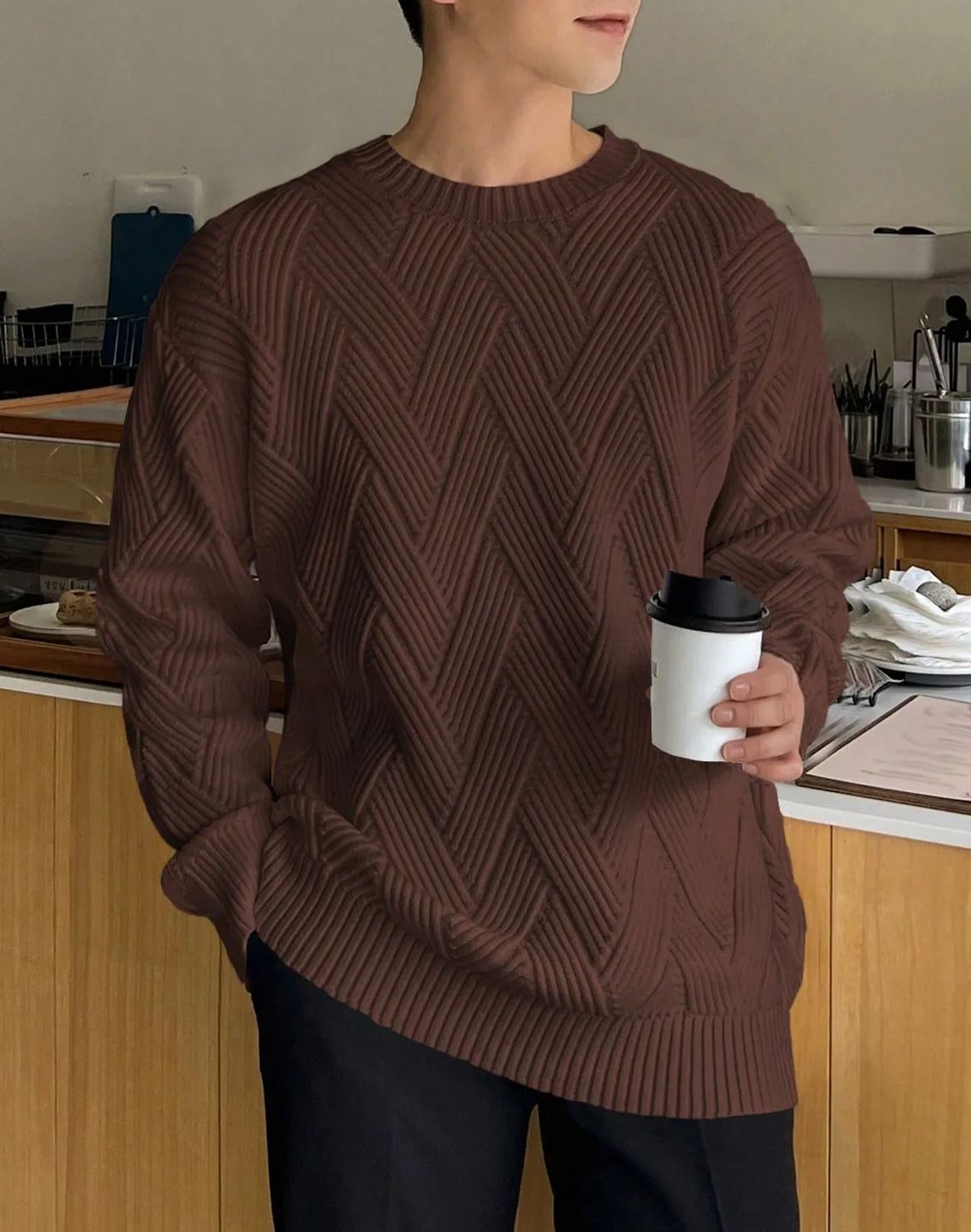 Men‘s Solid Drop Shoulder Sweater