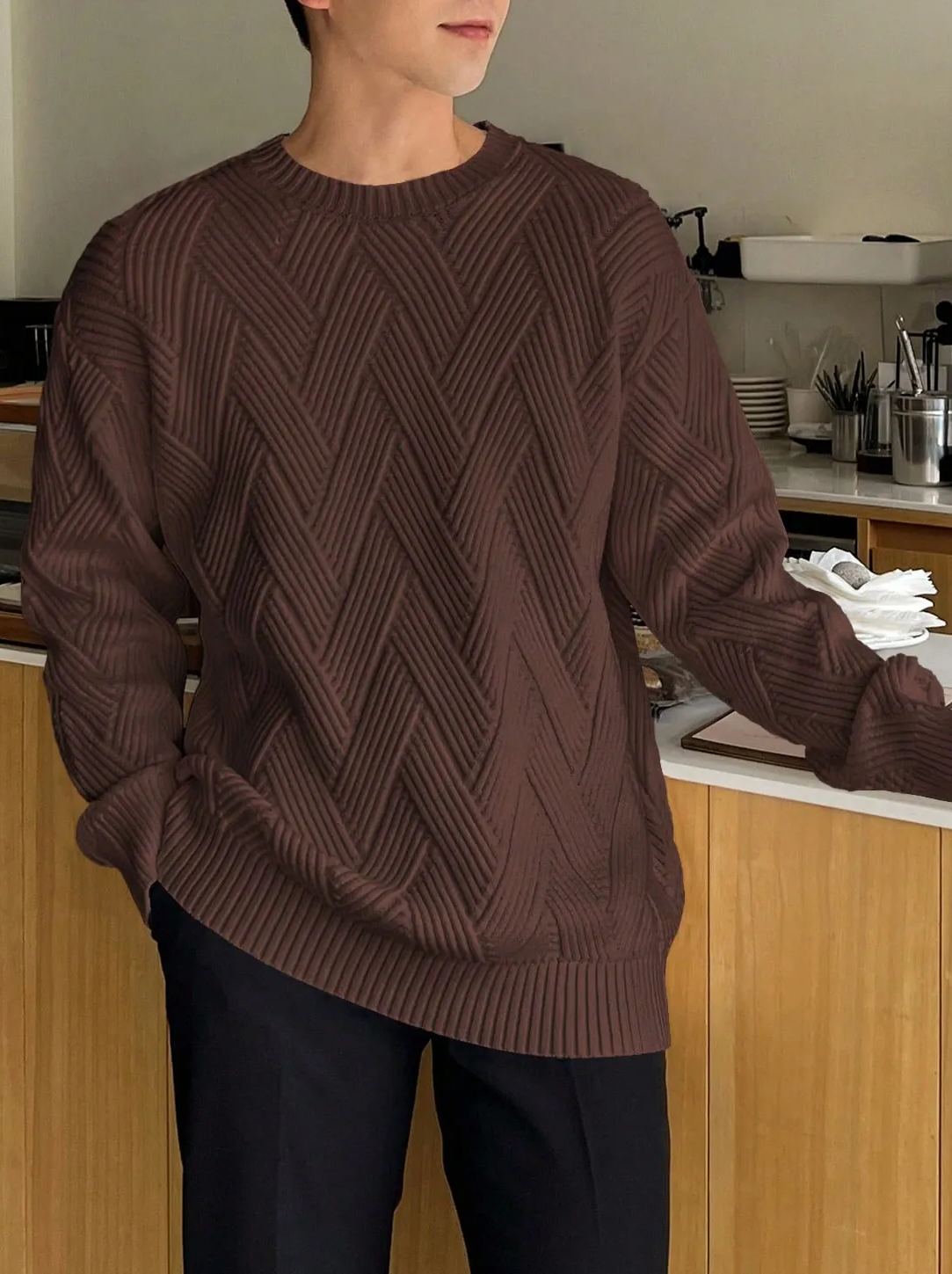 Men‘s Solid Drop Shoulder Sweater