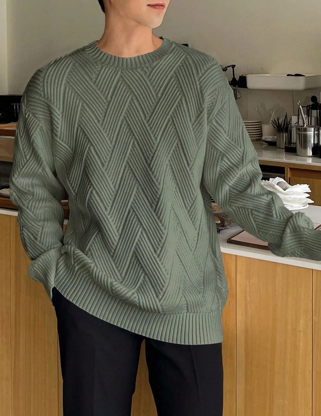 Men‘s Solid Drop Shoulder Sweater