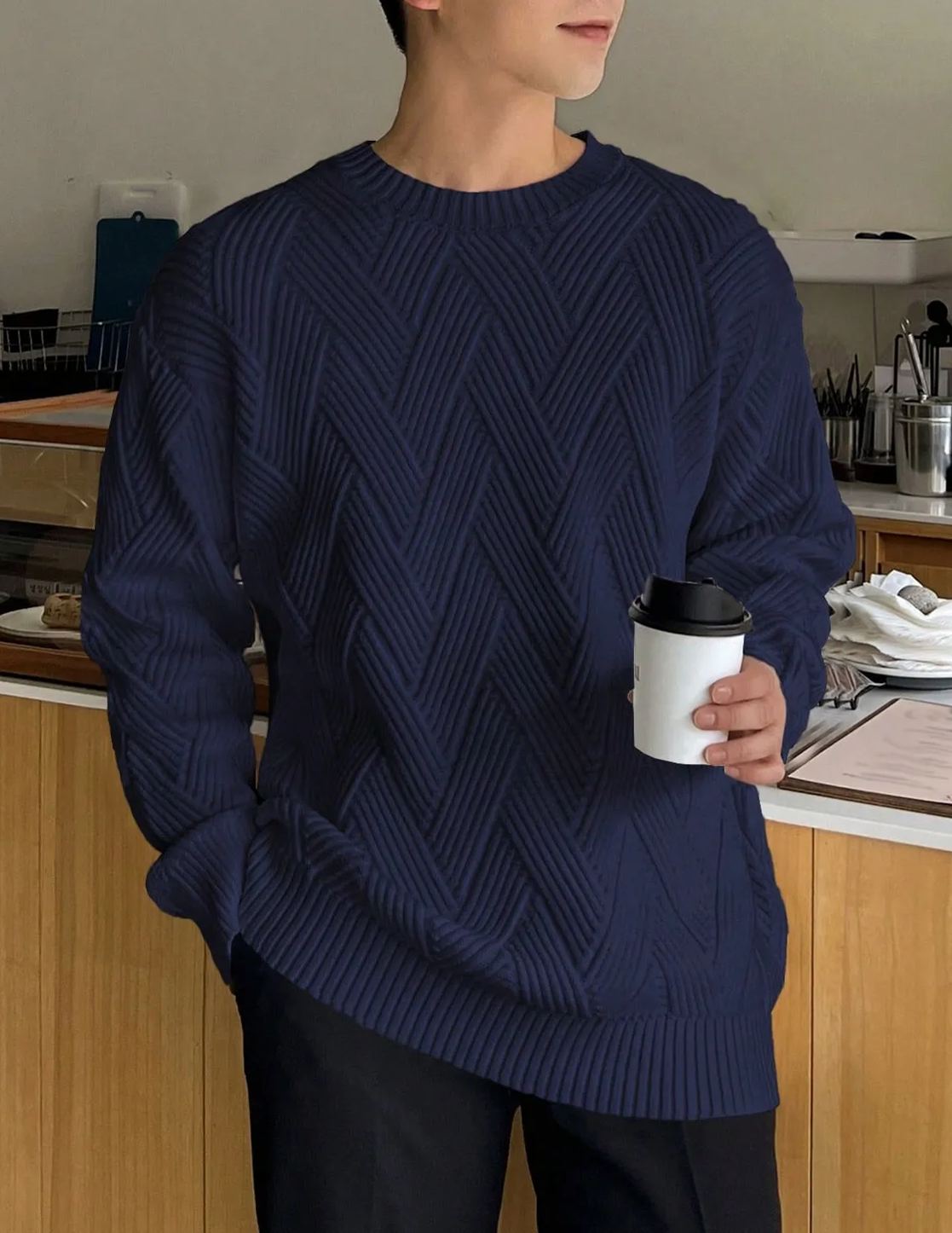 Men‘s Solid Drop Shoulder Sweater