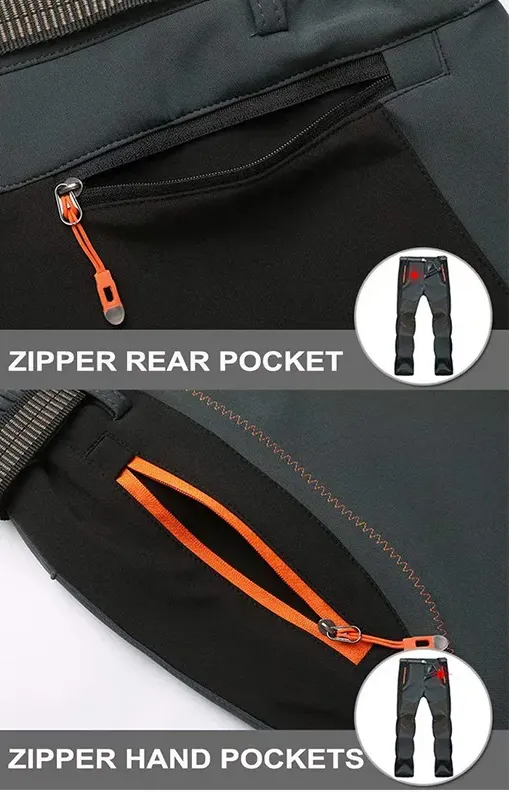Men Fleece Outdoor Pants Waterproof Cargo Trousers