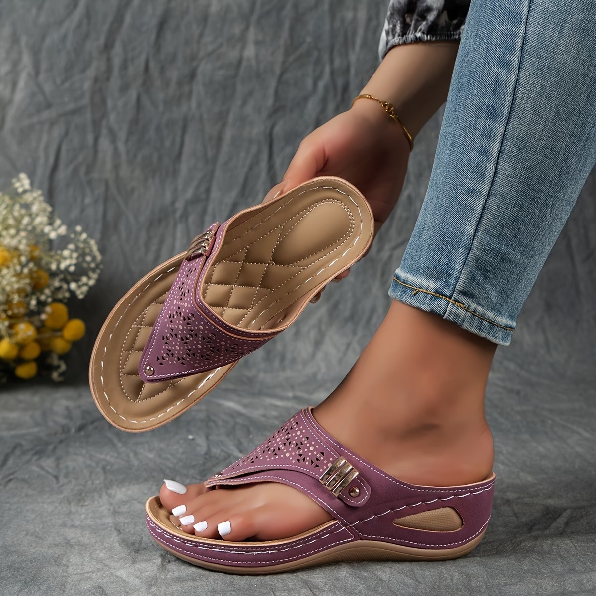 🎁Summer Promotion 50% OFF🎁2026 New Fashion Thong Wedge Women Sandals