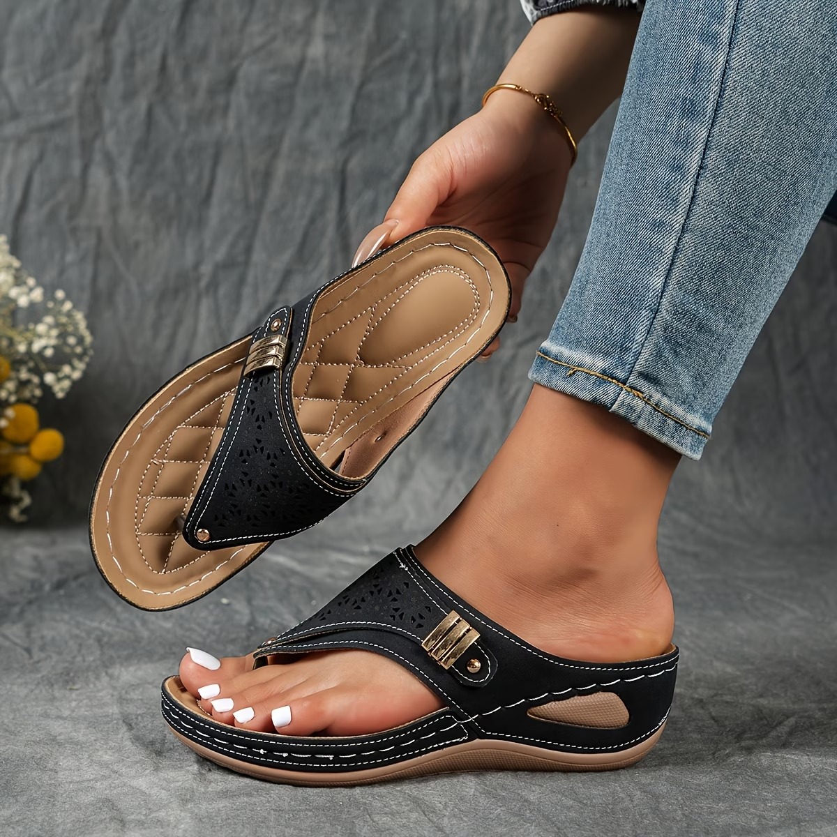 🎁Summer Promotion 50% OFF🎁2026 New Fashion Thong Wedge Women Sandals