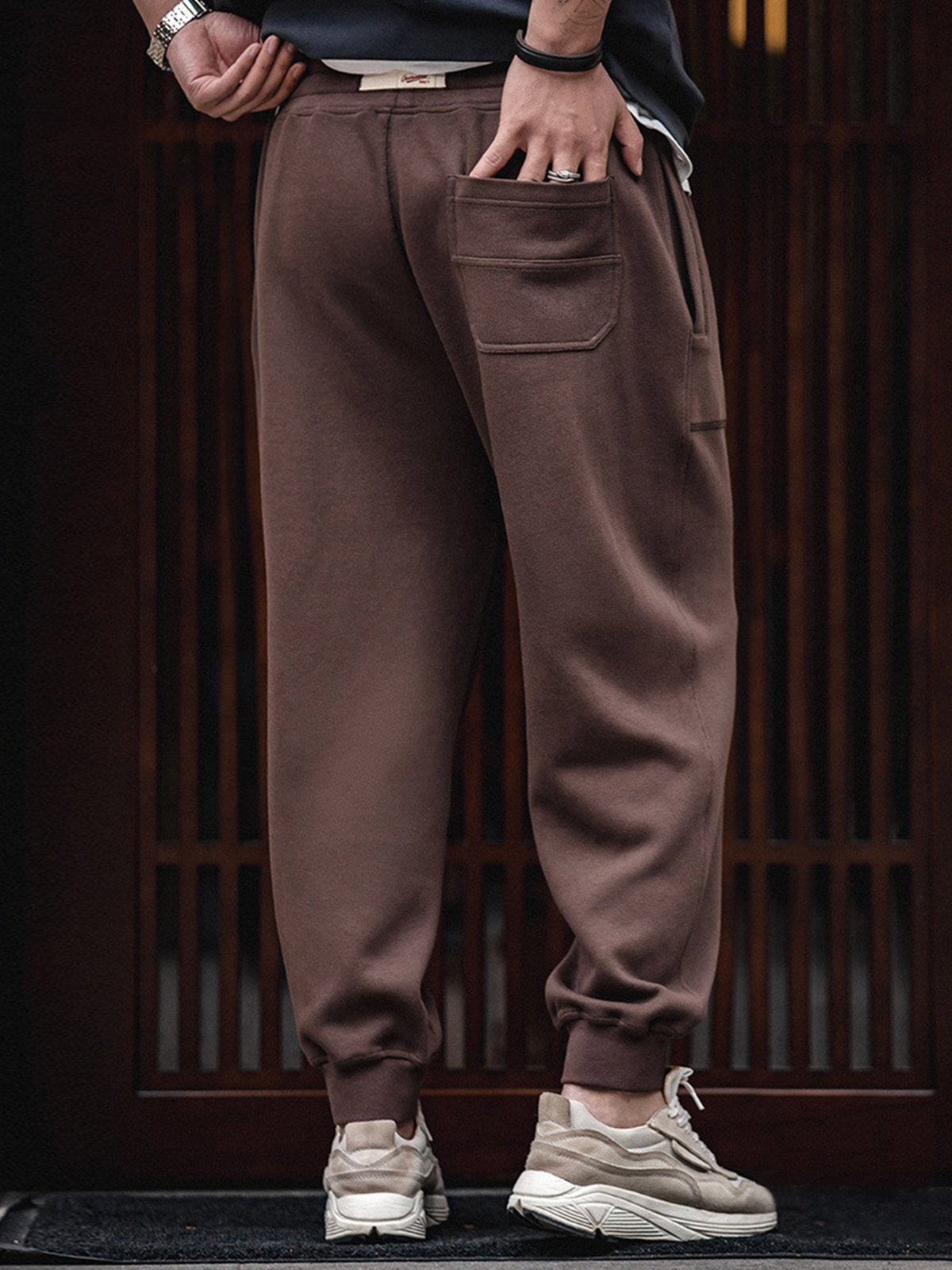 Tapered Elastic Waist Hem Sweat Pants-Zittor