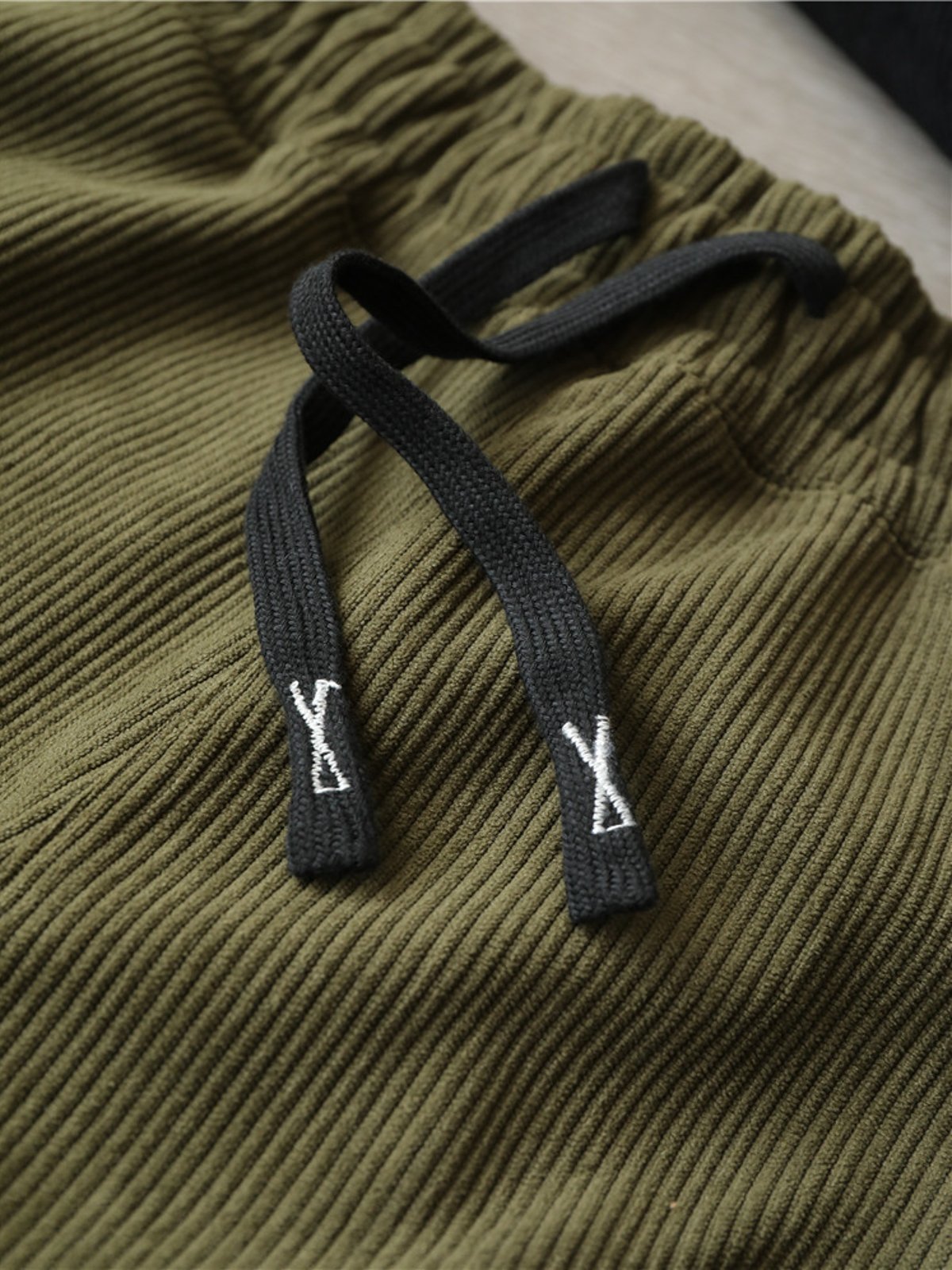 Corduroy Fleece-Lined Elastic Waist Straight Pants-Zittor