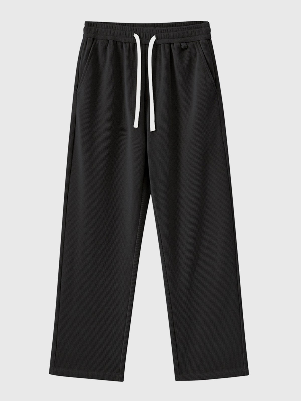 Fleece-Lined Corduroy Straight Drawstring Pants-Zittor