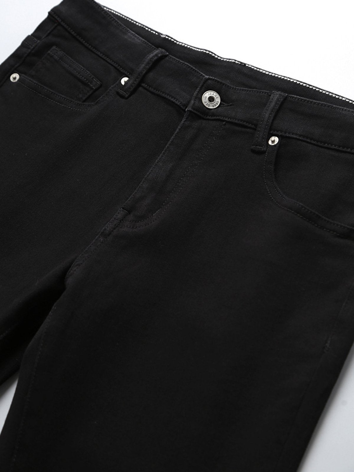 Zip Fly Straight Slim-Fit Washed Jeans-Zittor