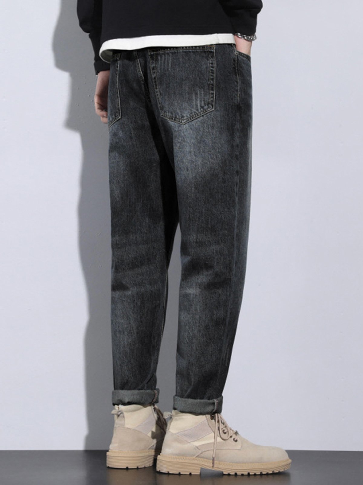 M's Vintage Casual Taper Loose Fit Jeans-Zittor