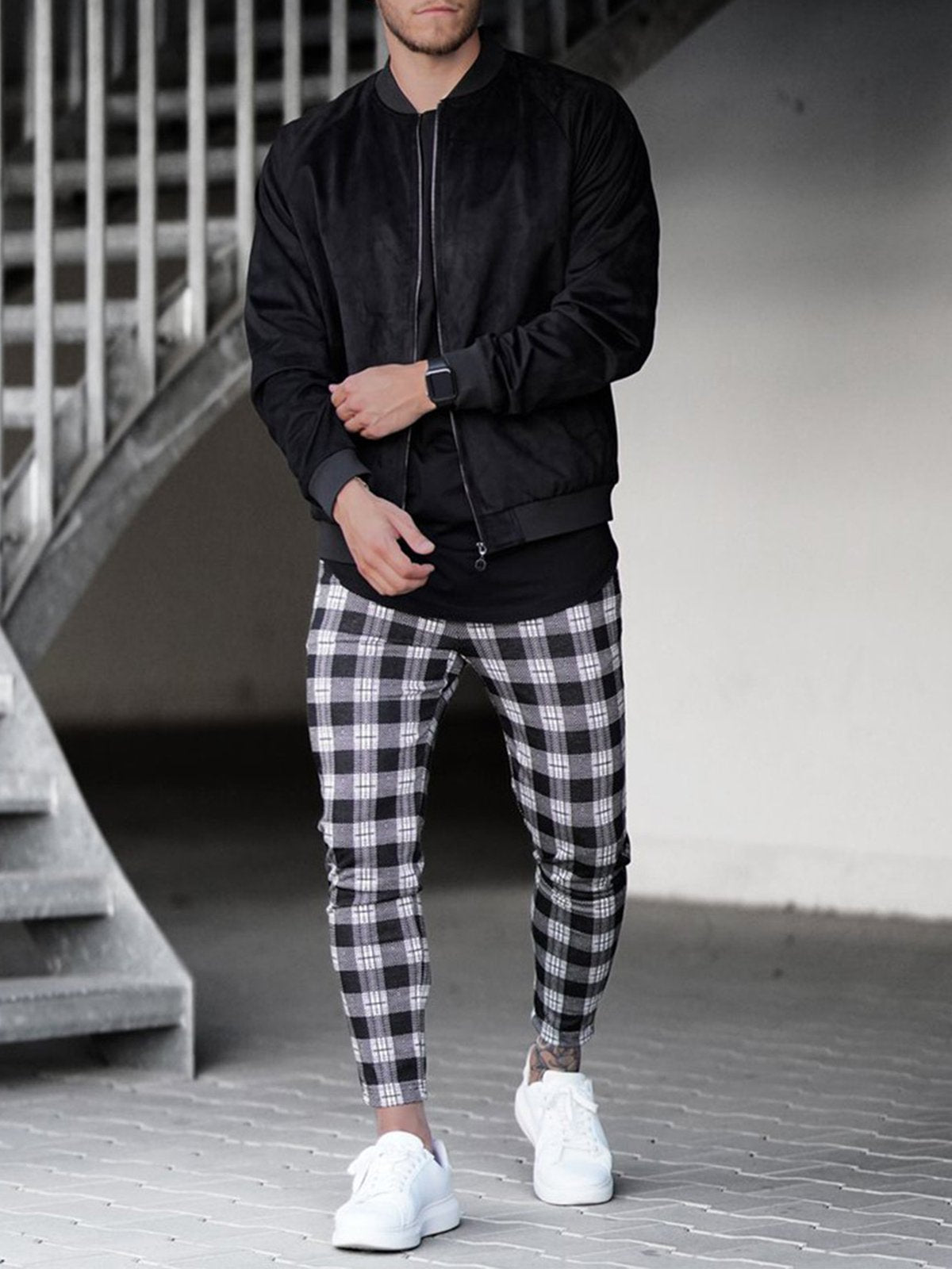 M's Check Print Pants-Zittor