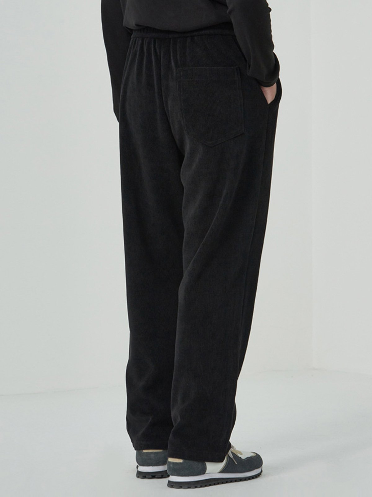 Fleece-Lined Corduroy Straight Drawstring Pants-Zittor