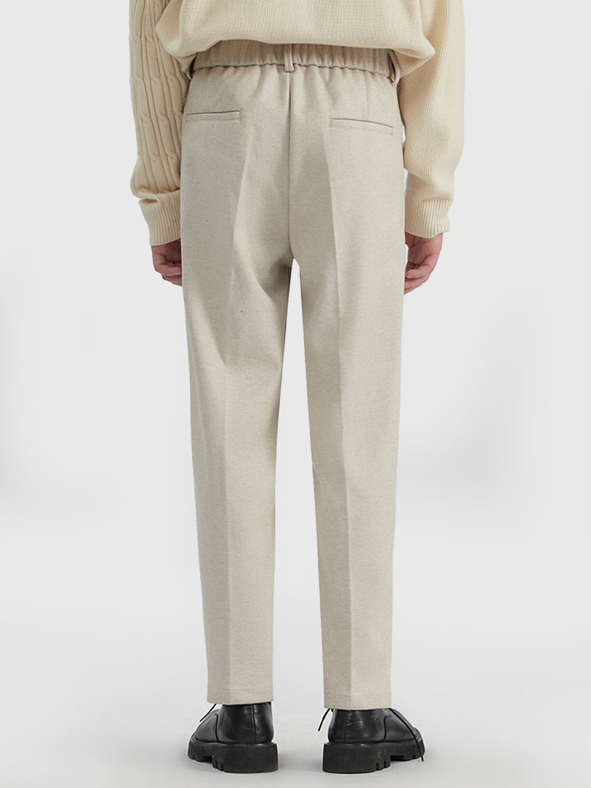 Thick Casual Back Elastic Waist Taper Suit Pants-Zittor