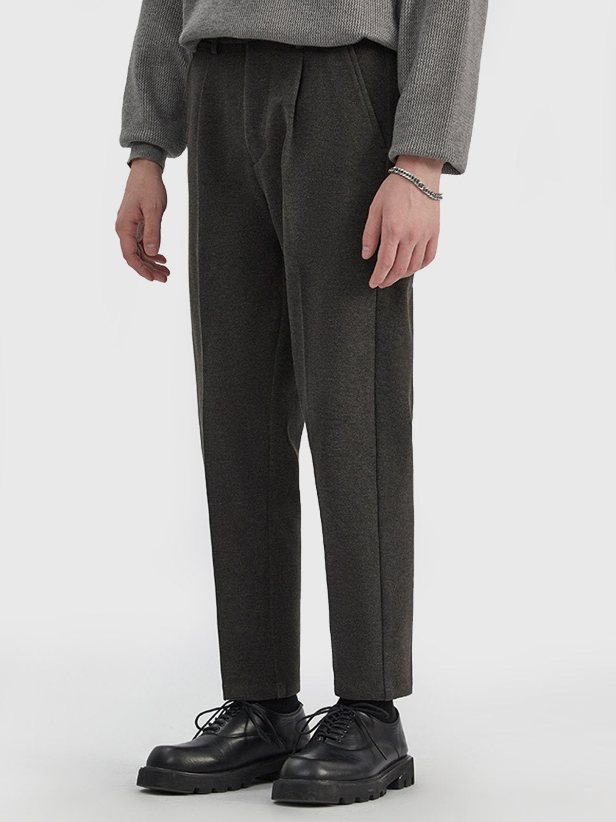 Thick Casual Back Elastic Waist Taper Suit Pants-Zittor