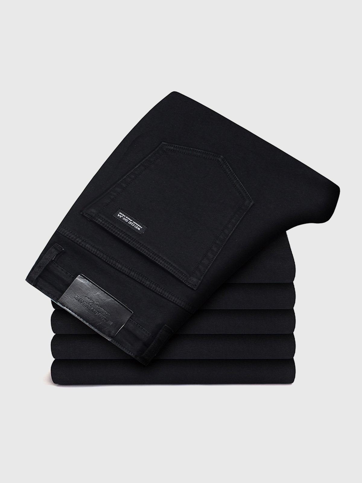 Casual Slim-Fit Stretchy Solid Jeans-Zittor