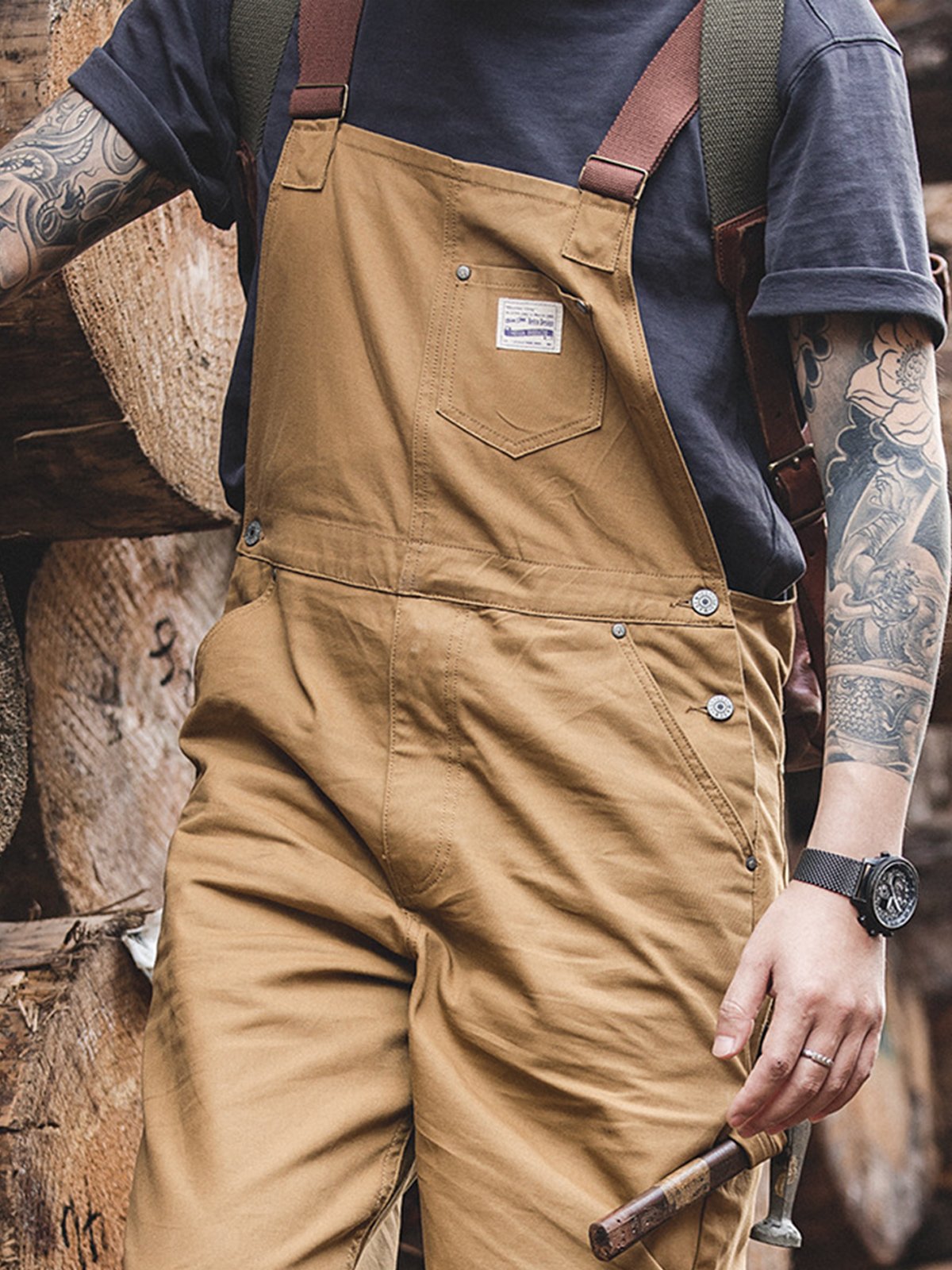 M's Khaki Canvas Overall-Zittor