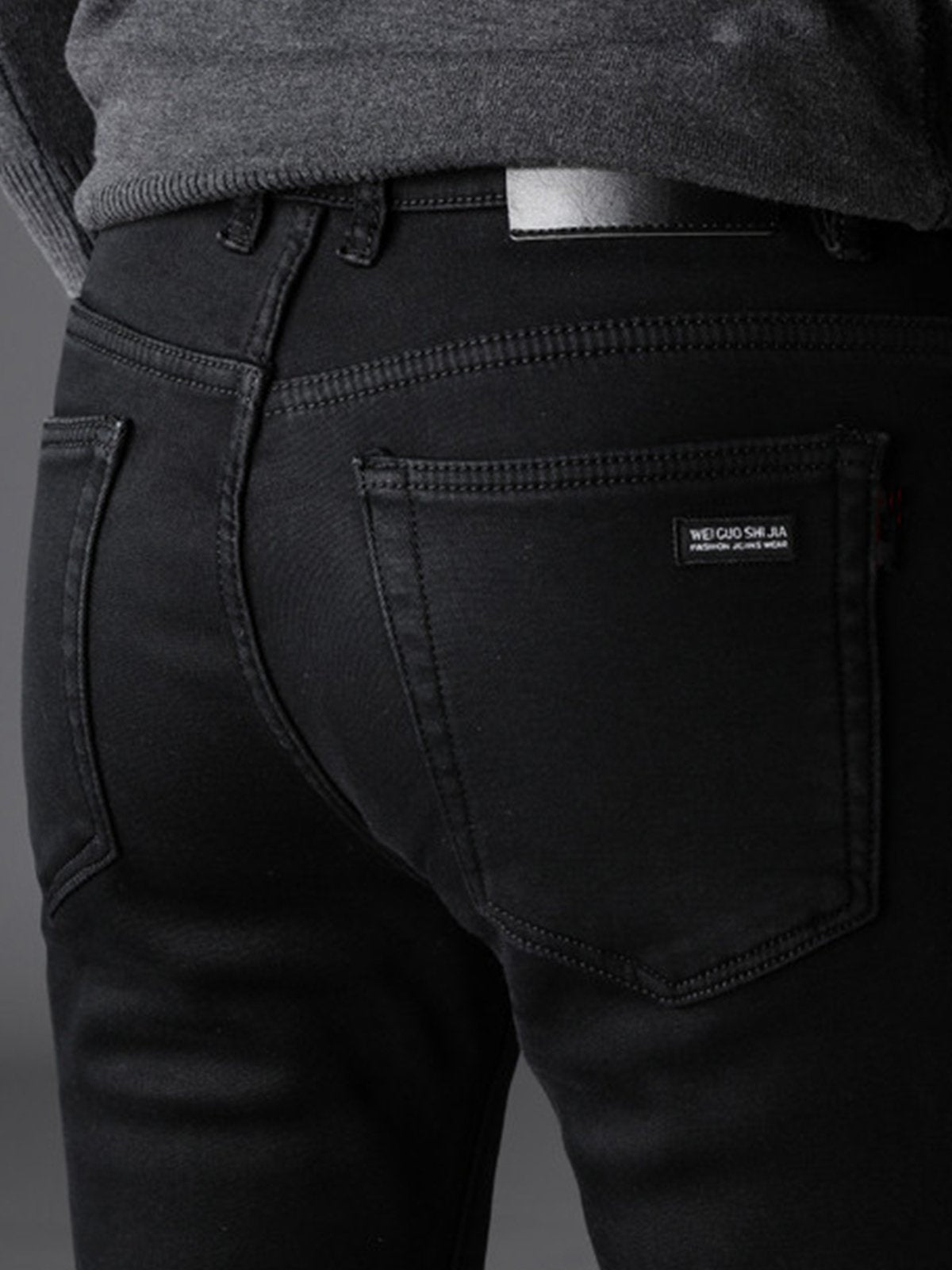 Casual Slim-Fit Stretchy Solid Jeans-Zittor