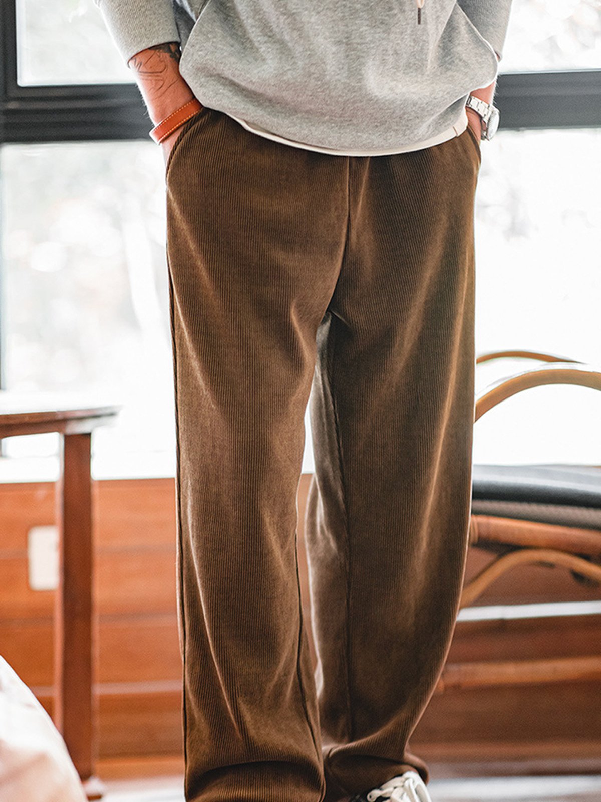 M's Corduroy Drooping Textured Pants-Zittor