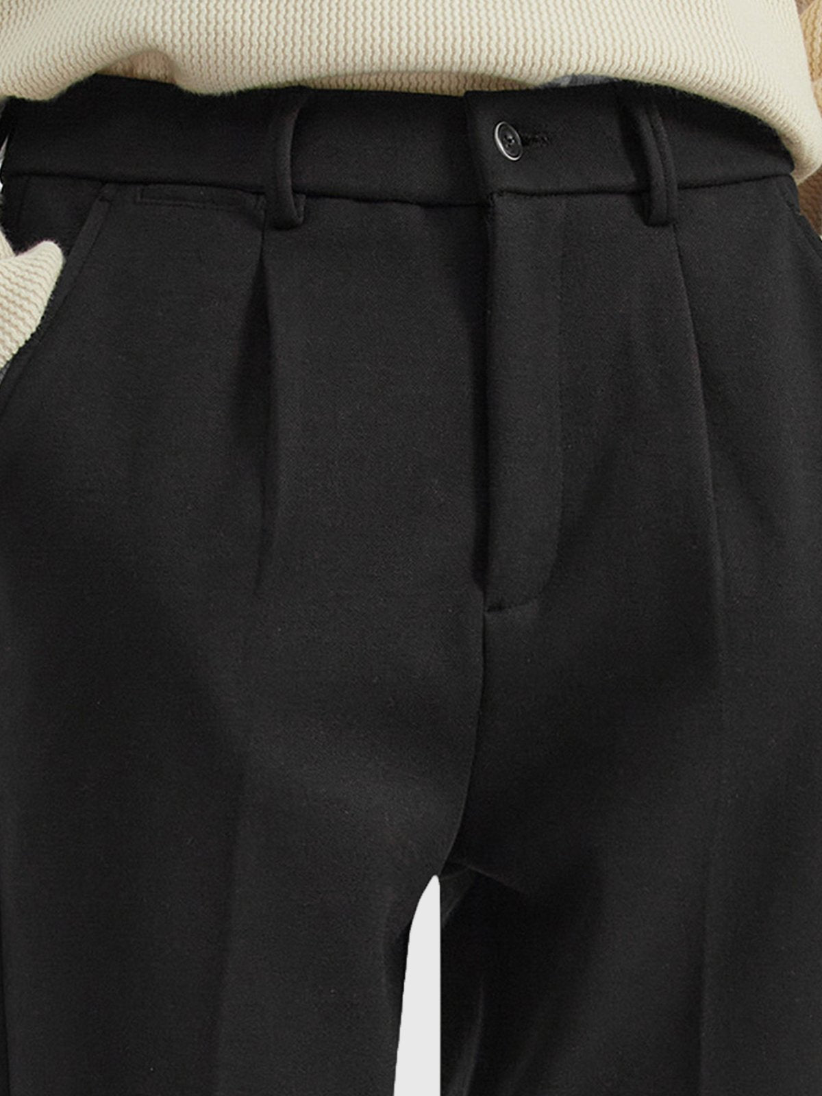 Thick Casual Back Elastic Waist Taper Suit Pants-Zittor