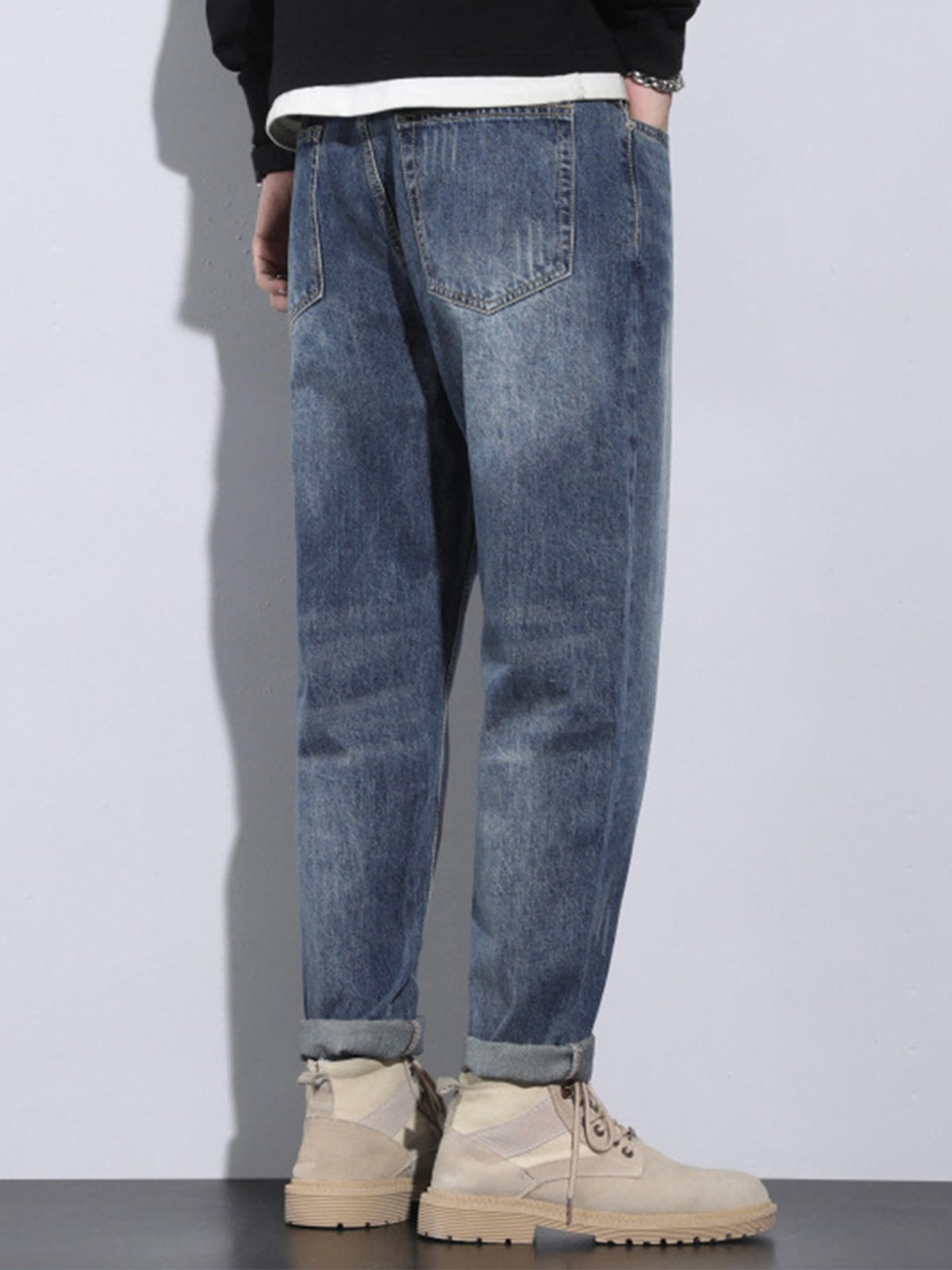M's Vintage Casual Taper Loose Fit Jeans-Zittor