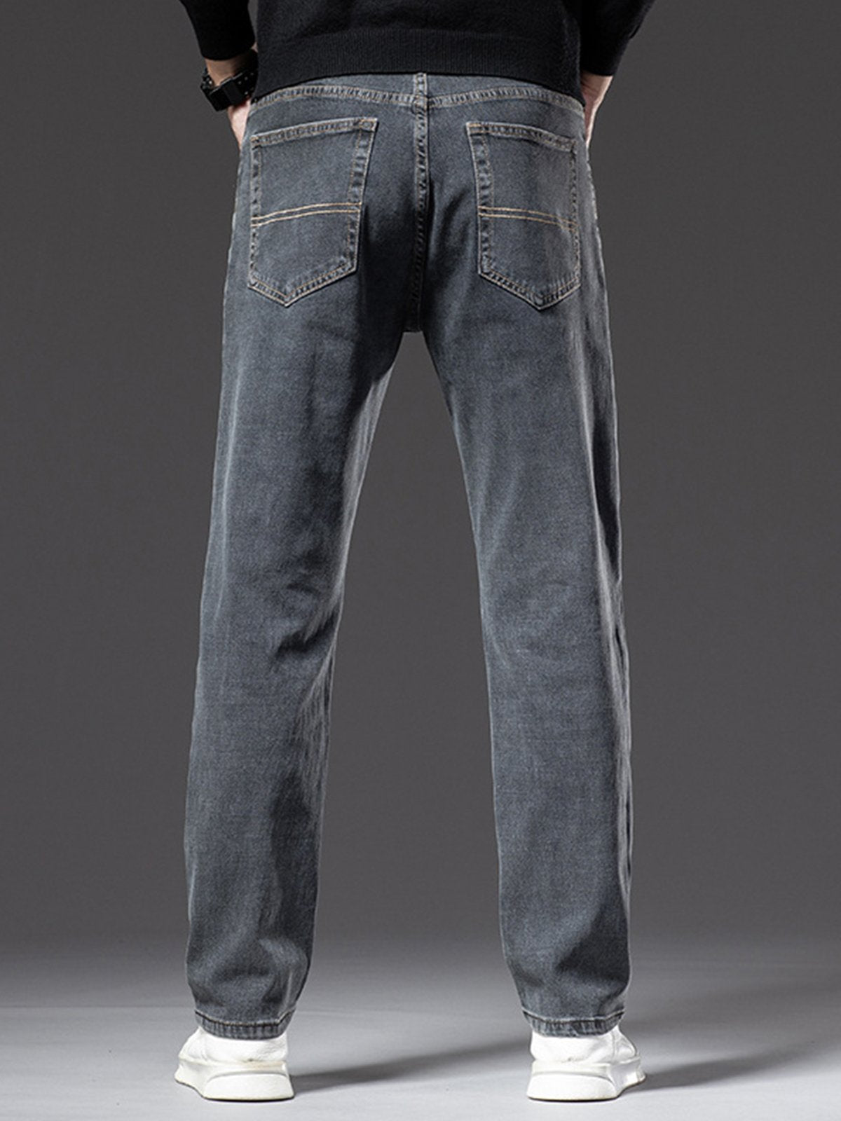 M's Casual Stretchy Solid Straight Jeans-Zittor