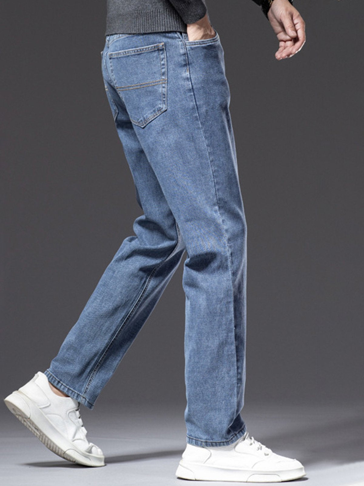 M's Casual Stretchy Solid Straight Jeans-Zittor