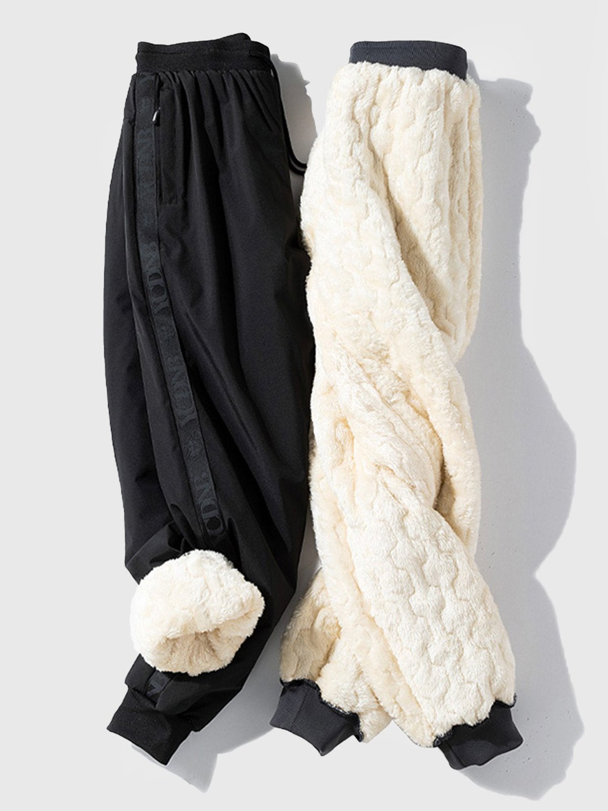 Extra Fleece-Lined Ankle-Tied Elastic Waist Pants-Zittor