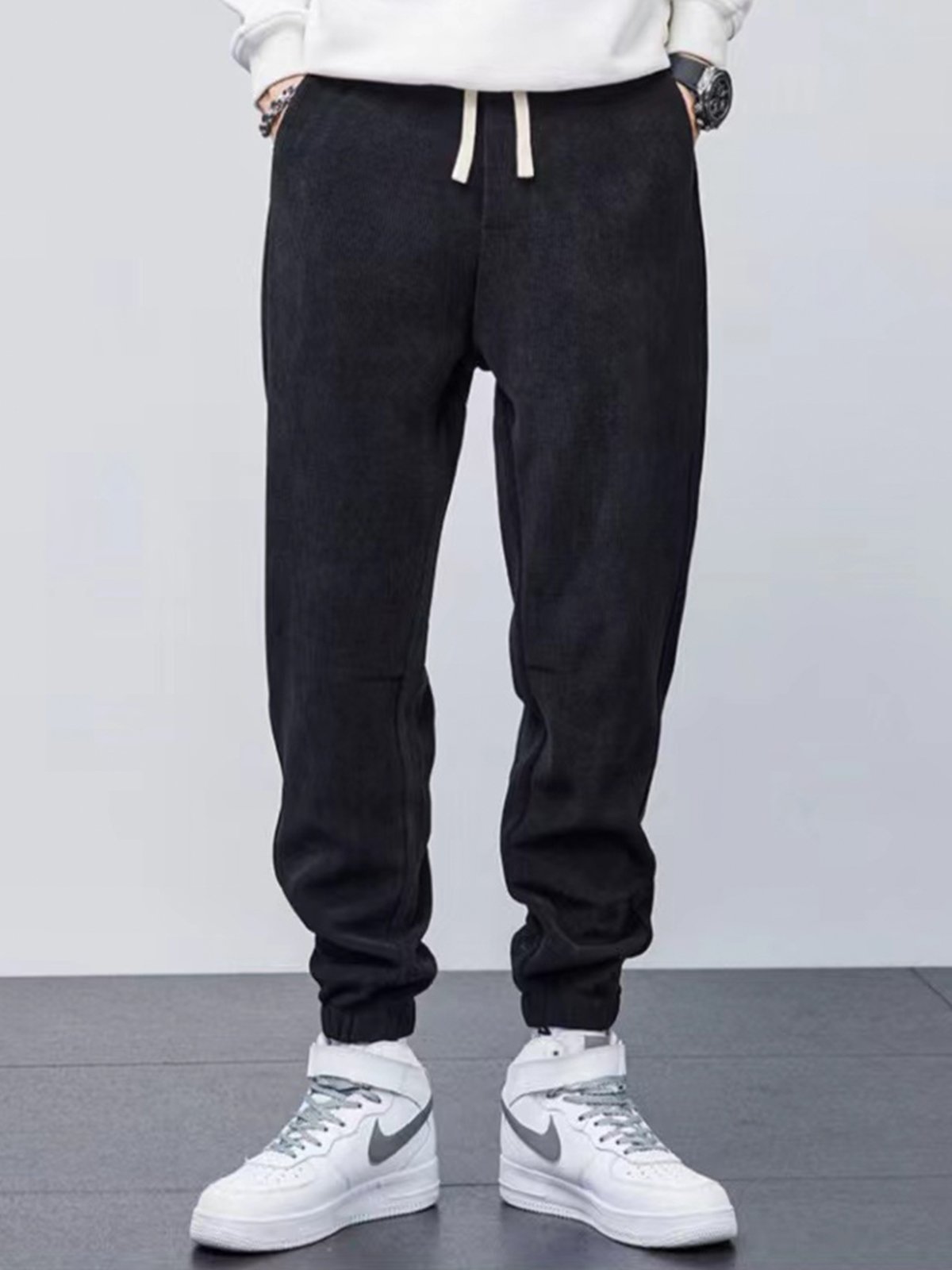 M's Ankle-Tied Fleece Sweatpants-Zittor