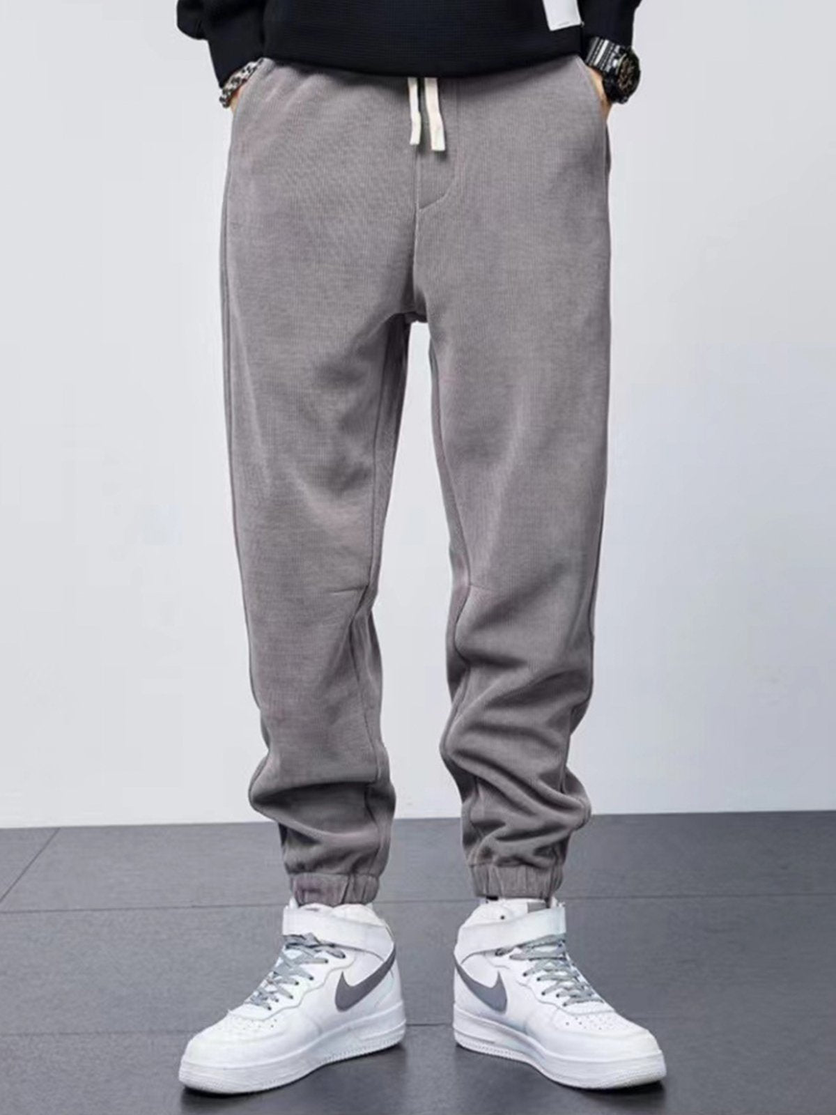 M's Ankle-Tied Fleece Sweatpants-Zittor