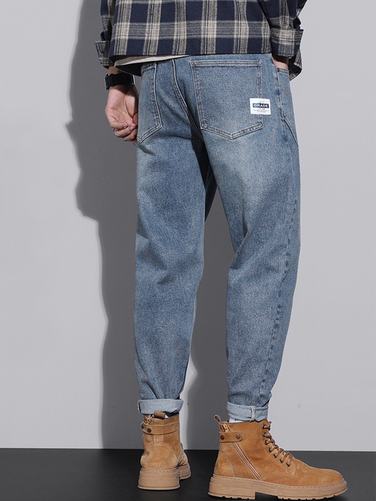 M's Vintage Casual Taper Loose Fit Jeans-Zittor