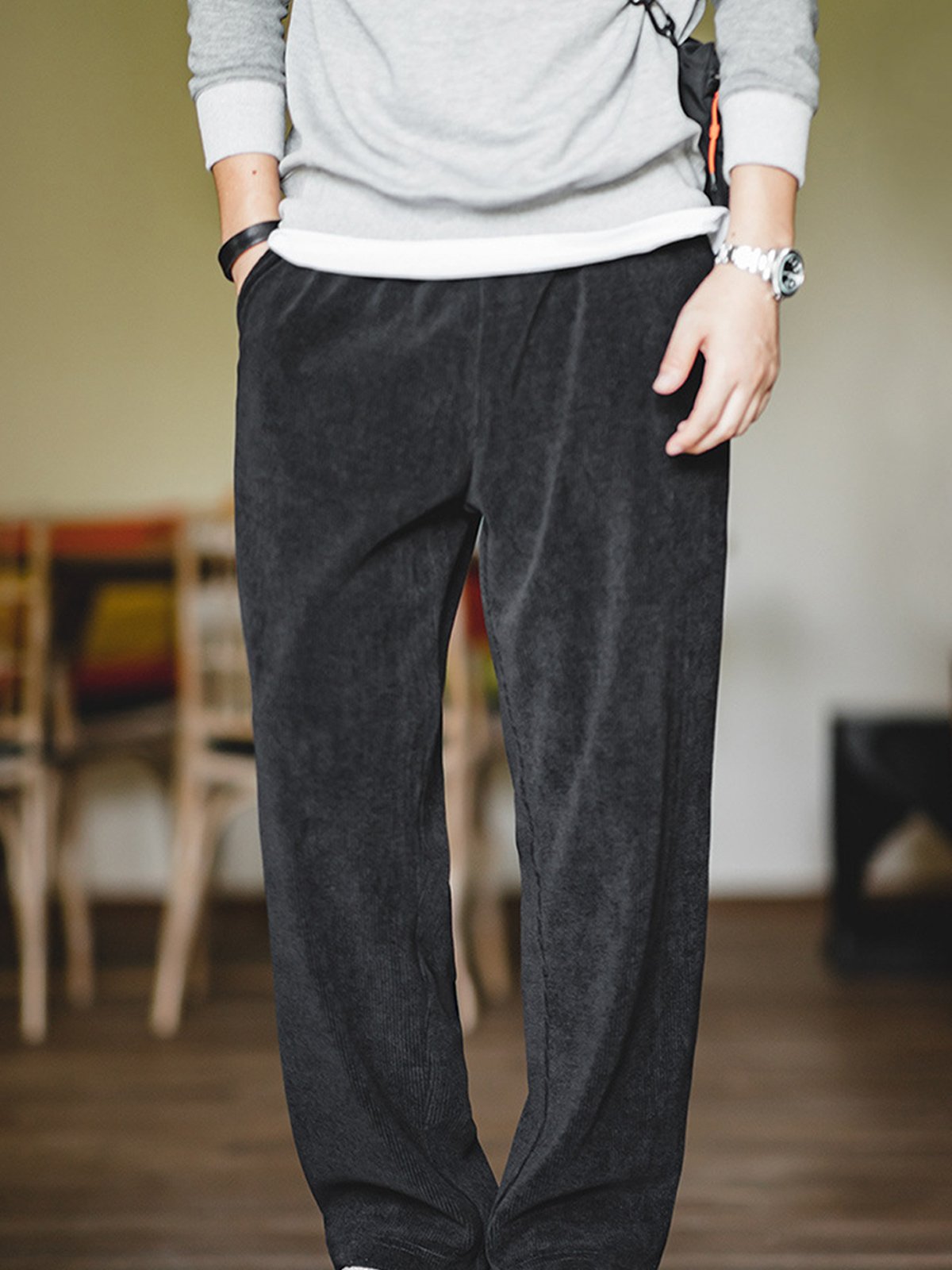 M's Corduroy Drooping Textured Pants-Zittor