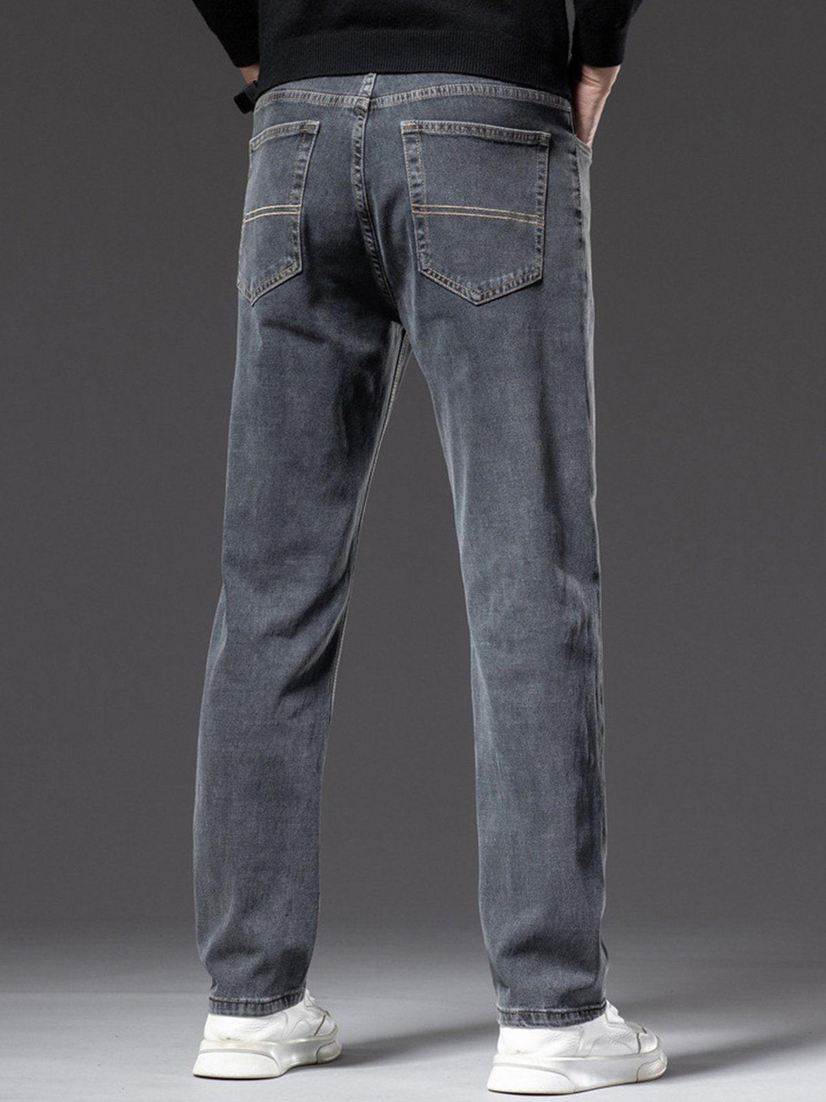 M's Casual Stretchy Solid Straight Jeans-Zittor