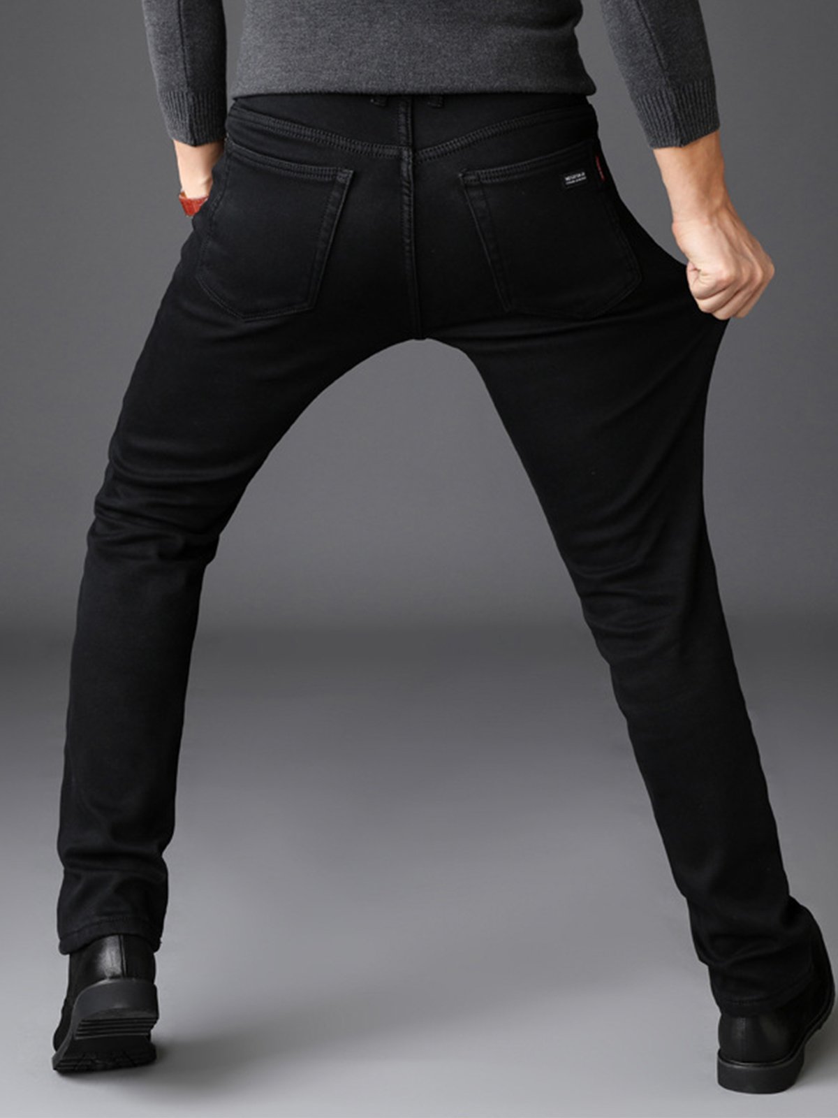 Casual Slim-Fit Stretchy Solid Jeans-Zittor