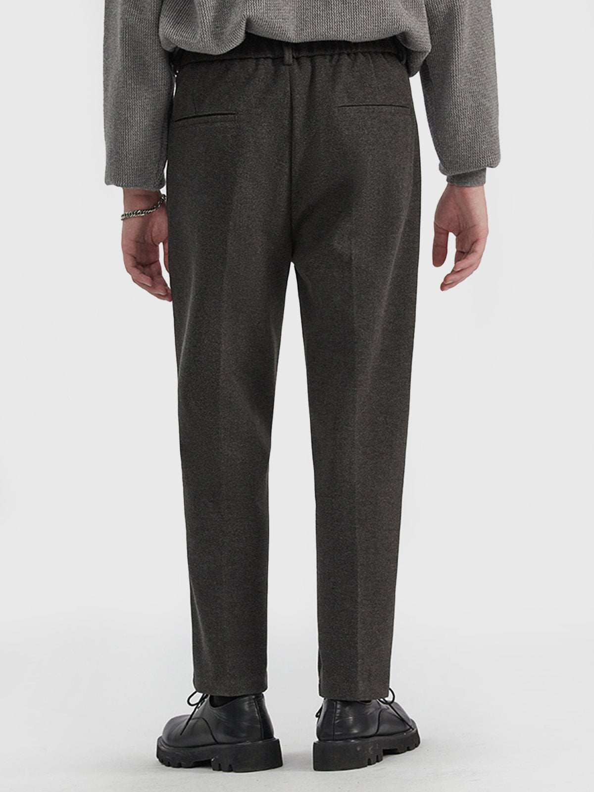 Thick Casual Back Elastic Waist Taper Suit Pants-Zittor