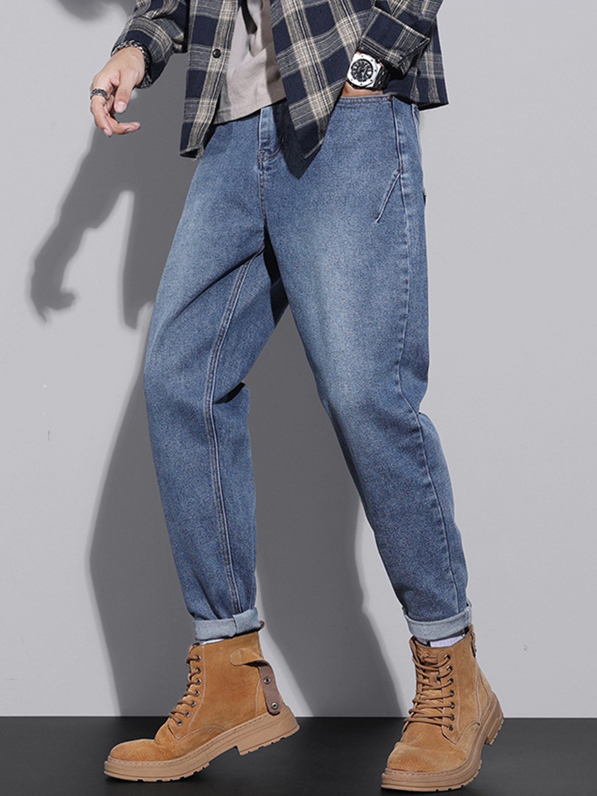 M's Vintage Casual Taper Loose Fit Jeans-Zittor