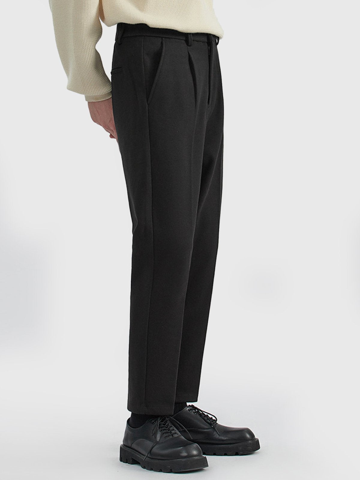 Thick Casual Back Elastic Waist Taper Suit Pants-Zittor