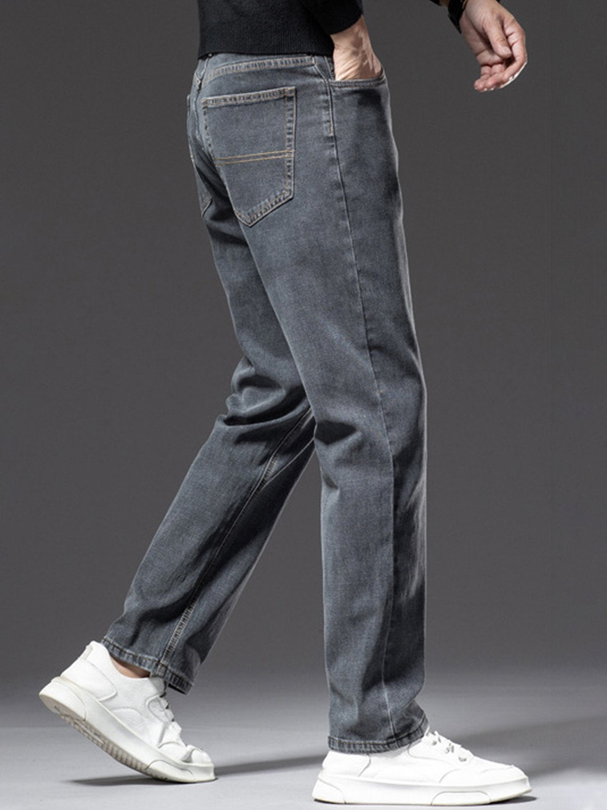 M's Casual Stretchy Solid Straight Jeans-Zittor