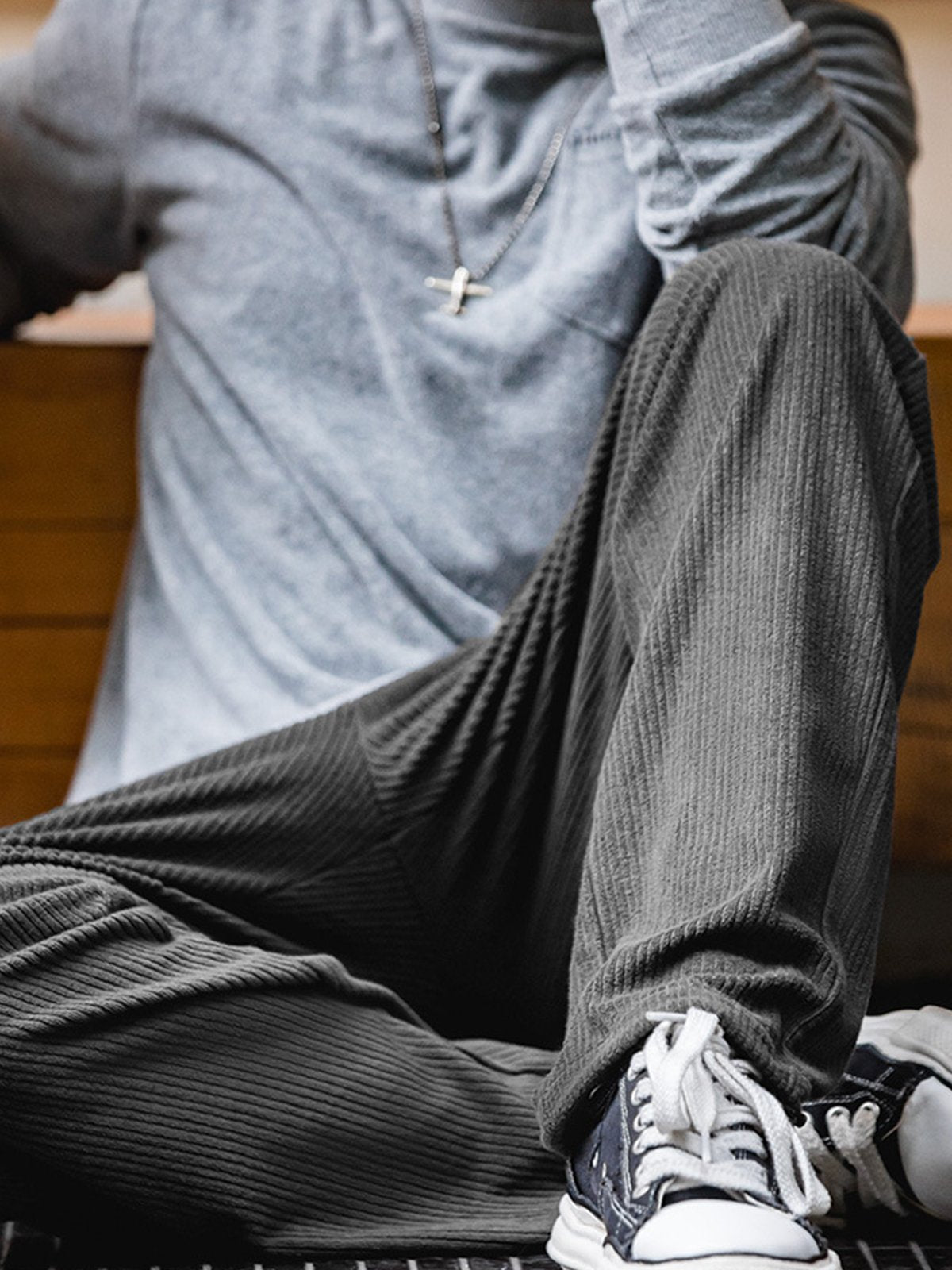 Elastic Waist Knit Sweatpants-Zittor