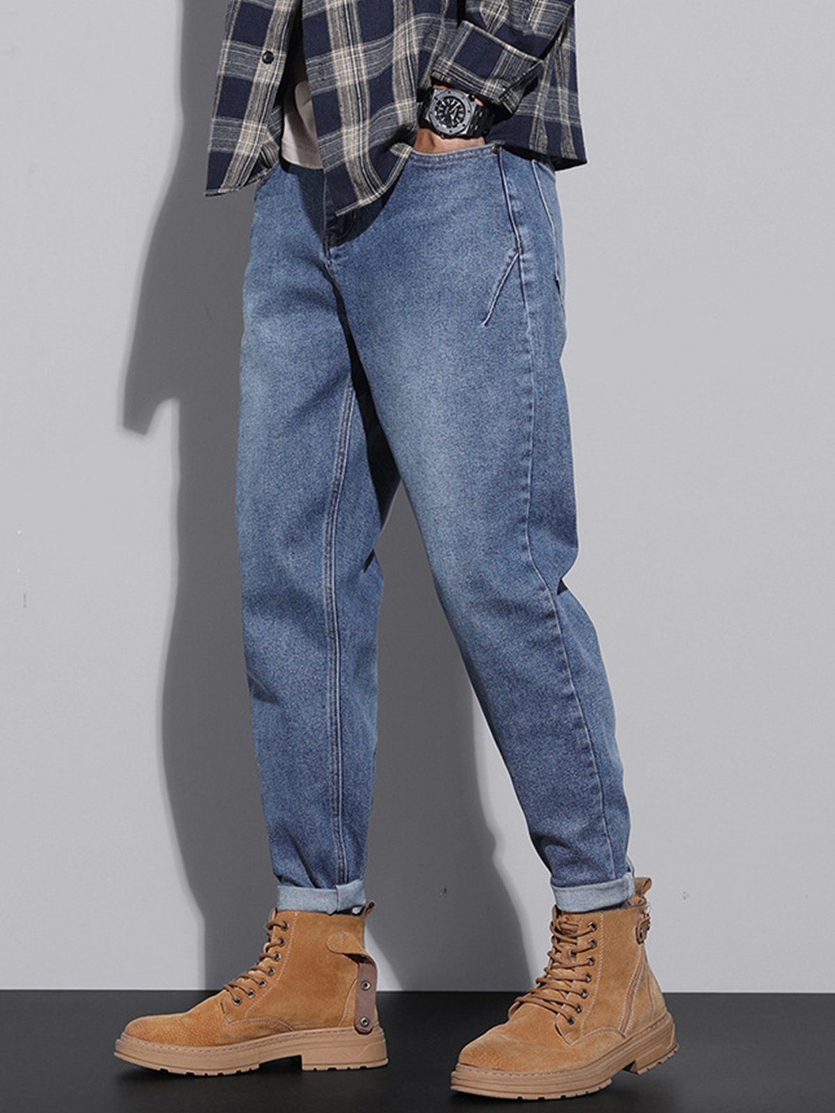 M's Vintage Casual Taper Loose Fit Jeans-Zittor