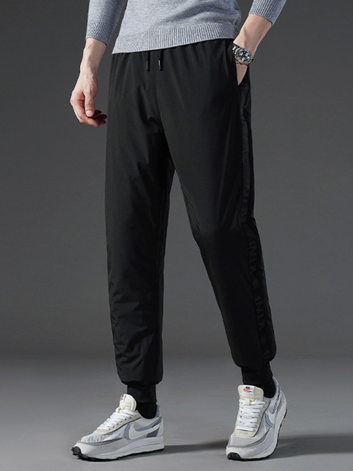 Extra Fleece-Lined Ankle-Tied Elastic Waist Pants-Zittor