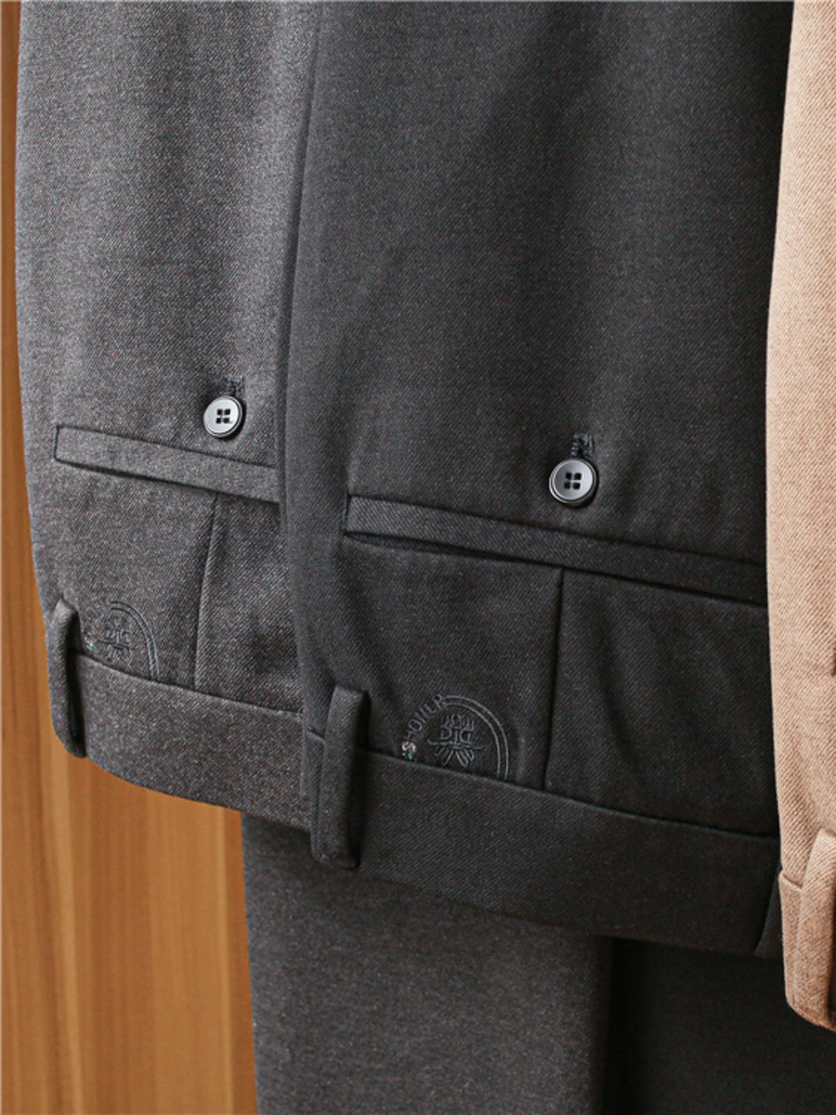 Double-Brushed Buttoned Waist Suit Pants-Zittor