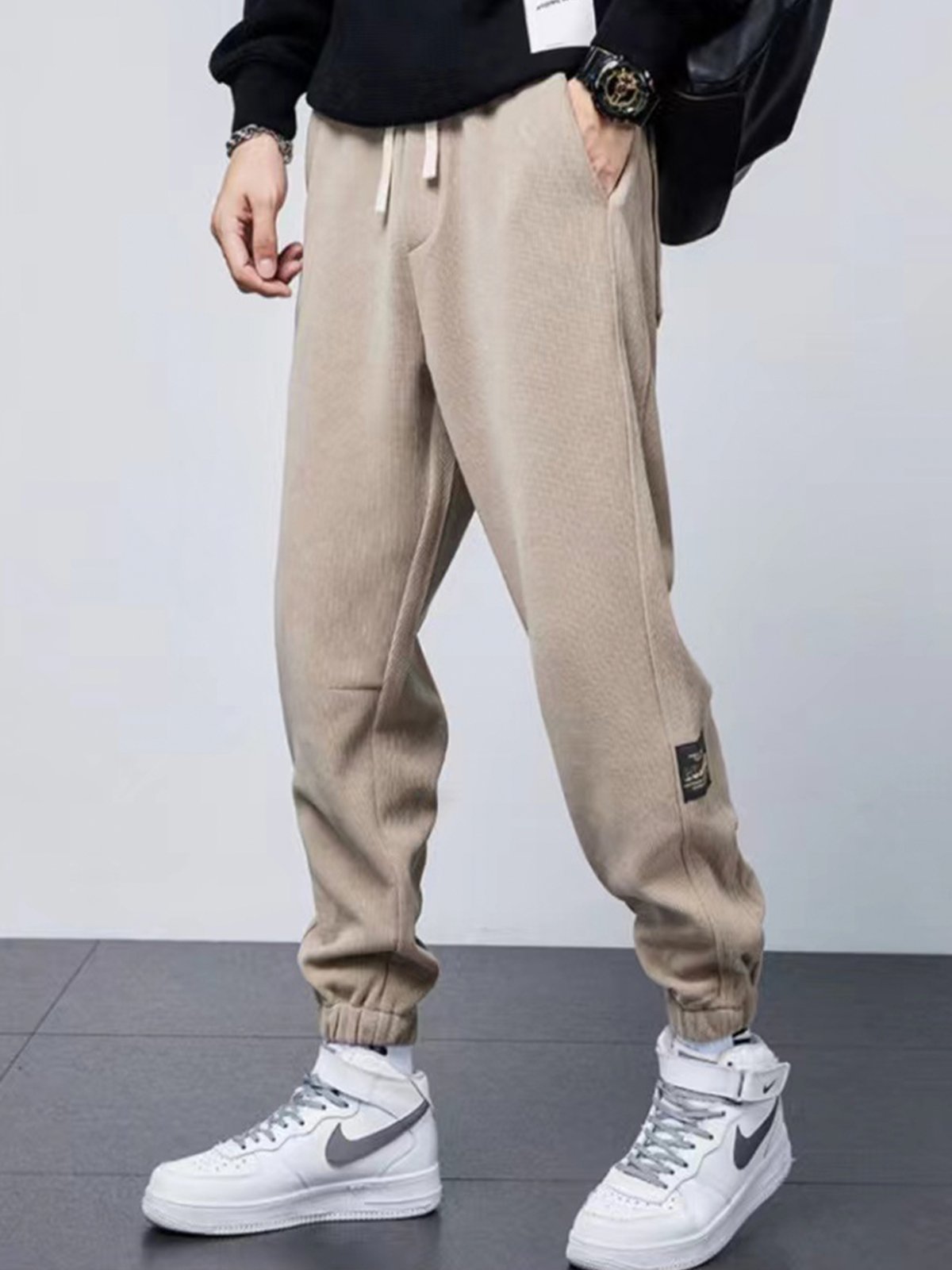 M's Ankle-Tied Fleece Sweatpants-Zittor