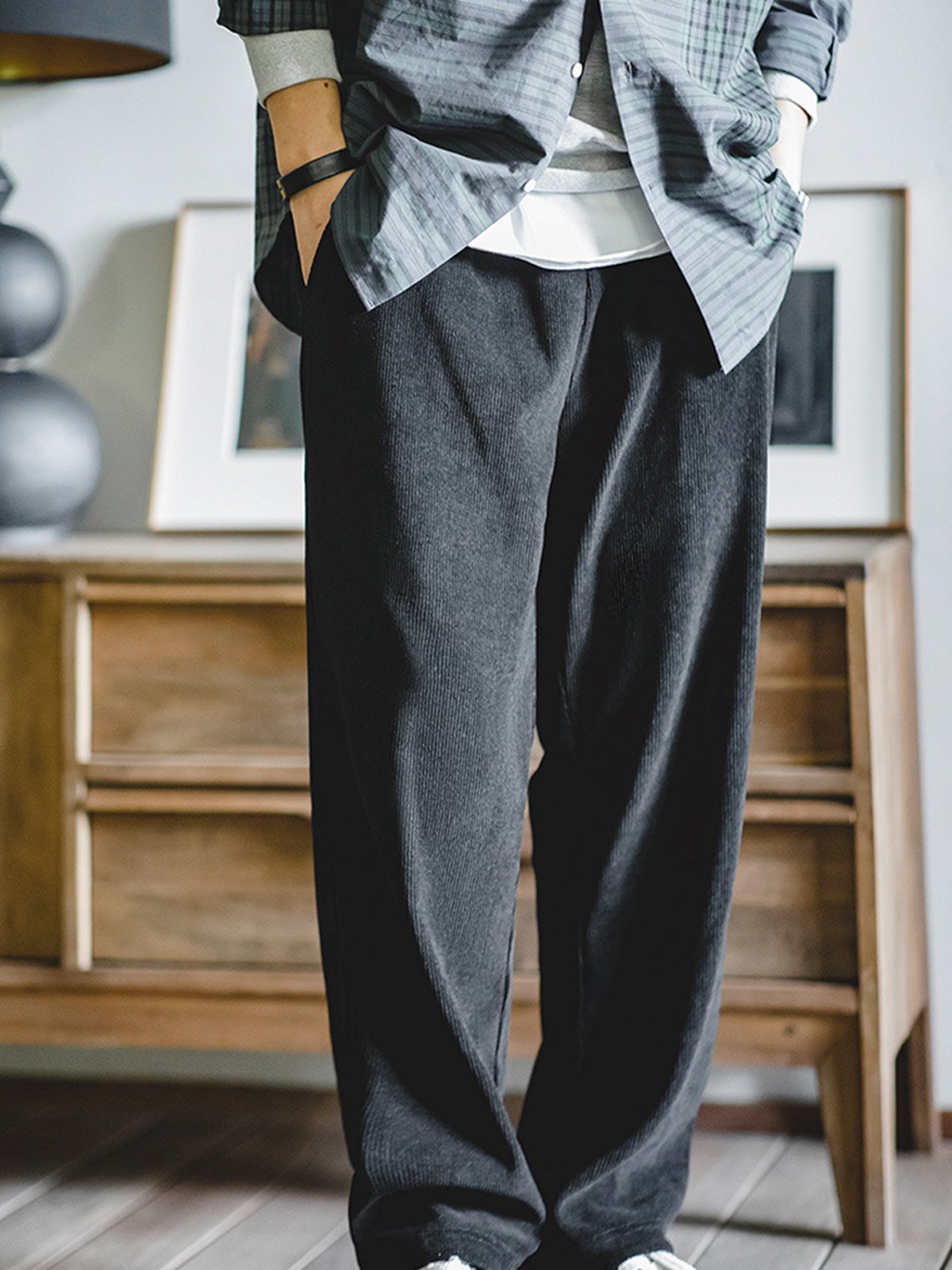 M's Corduroy Drooping Textured Pants-Zittor